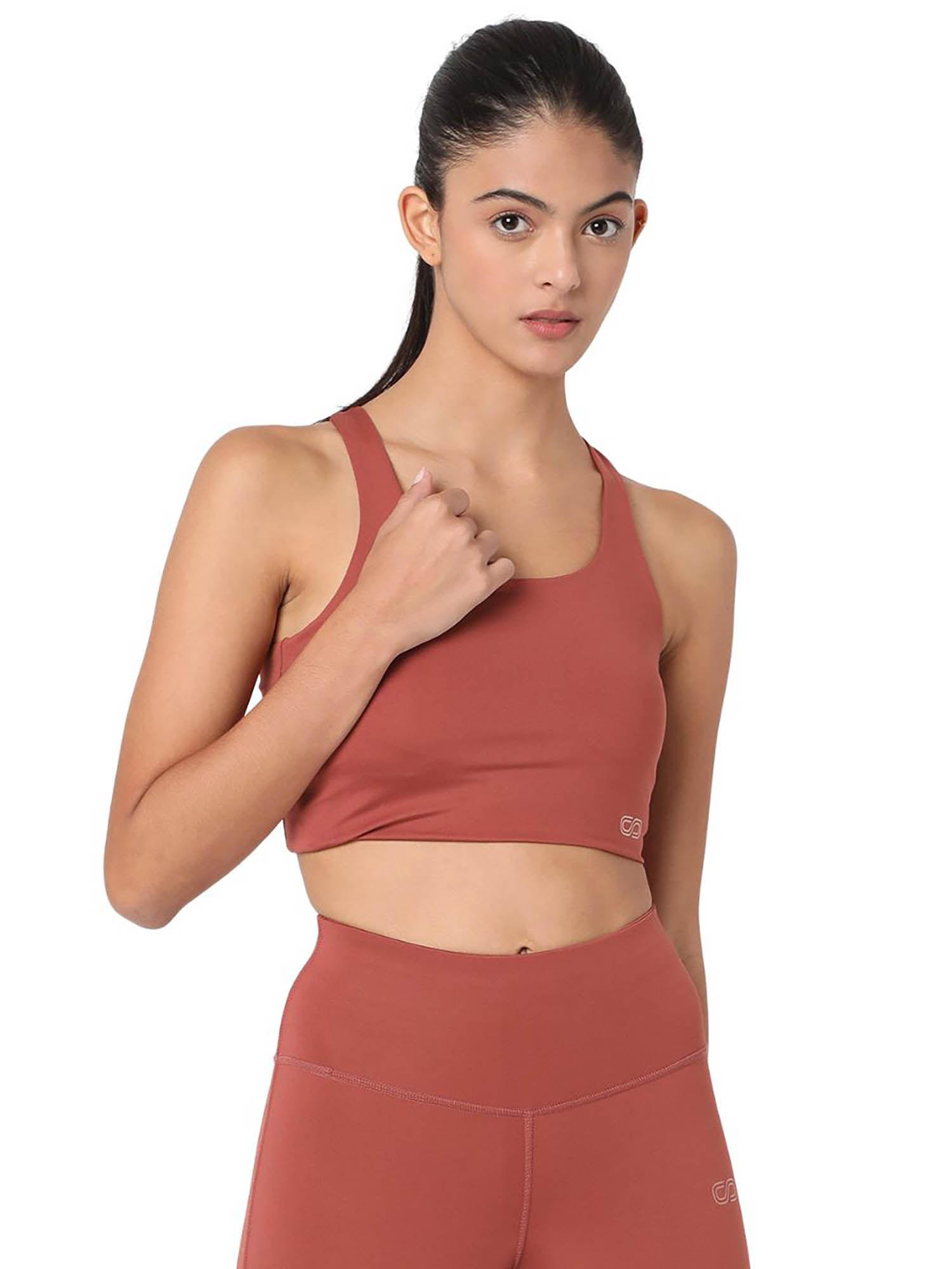 high impact action bra with clasp marsala