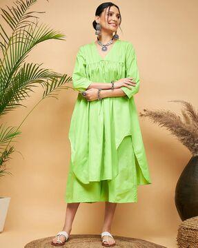 high-low hem kurta with palazzos set