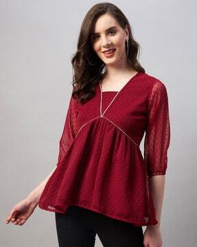 high-low hem v-neck top