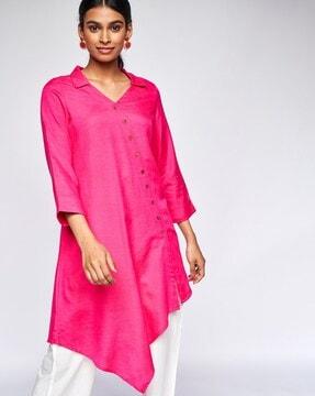 high-low v-neck a-line kurti