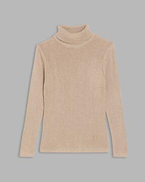 high-neck pullover with full-sleeves