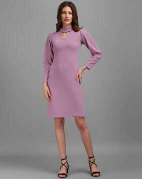 high-neck bodycon dress