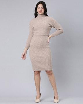 high-neck bodycon dress