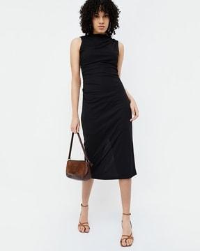 high-neck bodycon dress