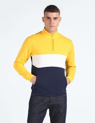 high neck colour block sweatshirt