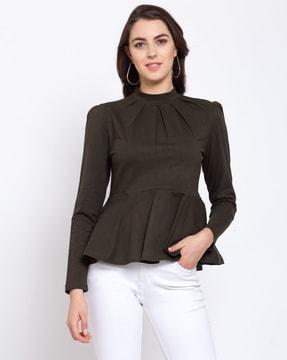 high-neck fitted top