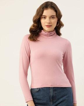 high-neck full-length sleeve top