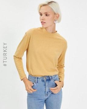 high-neck full-sleeve t-shirt