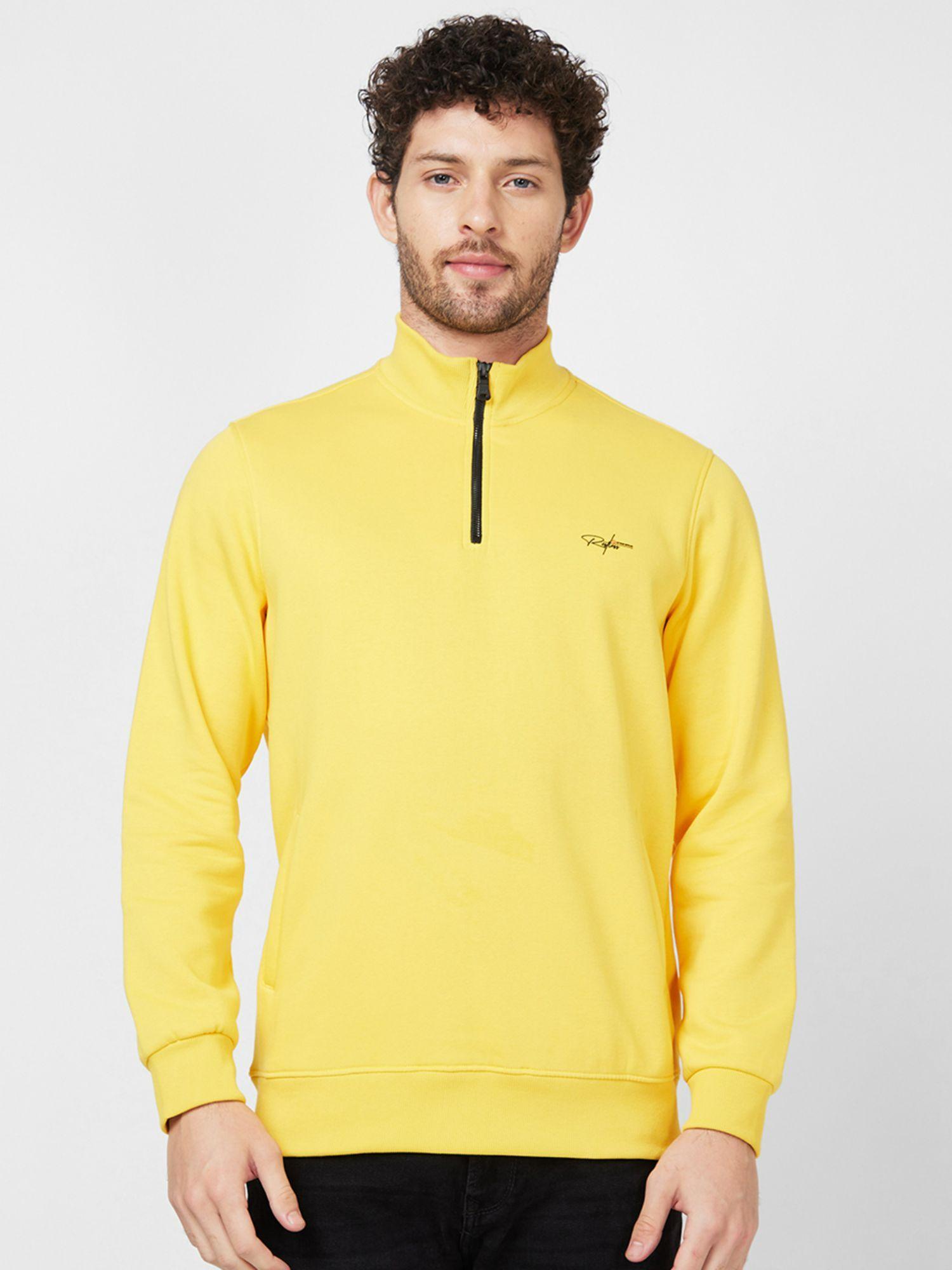 high neck full sleeve yellow sweatshirt