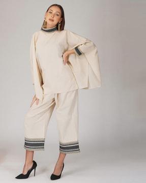 high-neck kaftan top