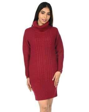 high neck knitted wool blend tunic