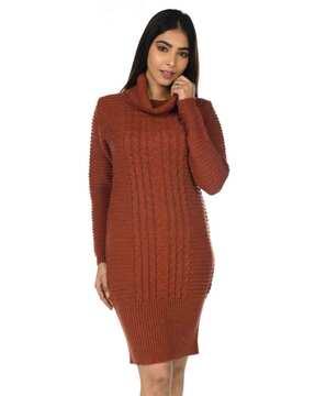 high neck knitted wool tunic