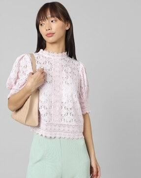 high-neck lace top