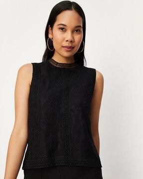 high-neck lace top