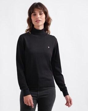 high-neck pullover with full sleeves