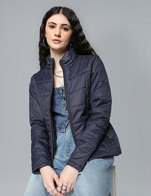 high neck quilted jacket