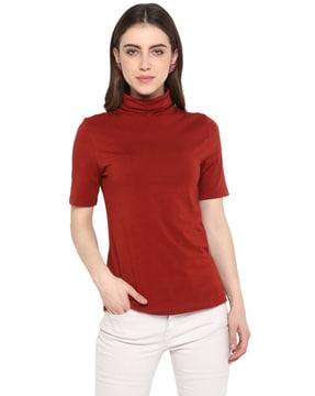 high neck short sleeves t-shirt