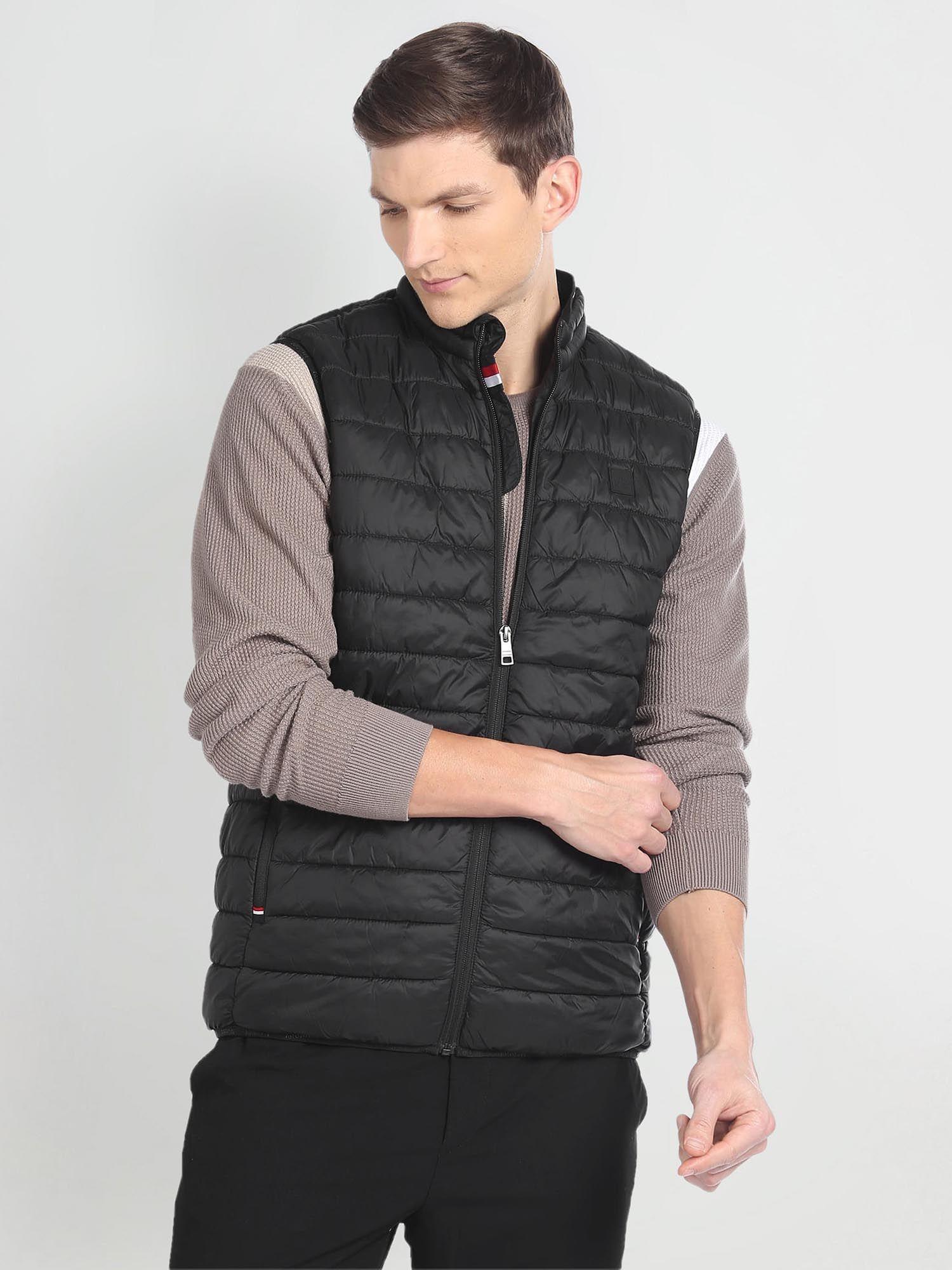 high neck sleeveless puffer jacket