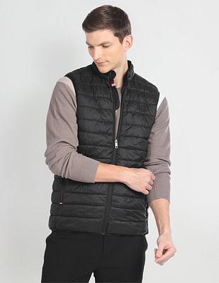 high neck sleeveless puffer jacket