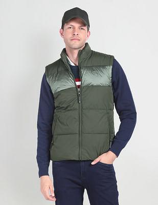 high neck sleeveless quilted jacket
