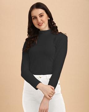 high-neck slim fit top