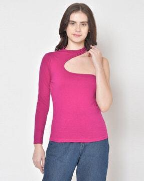 high-neck slim fit top