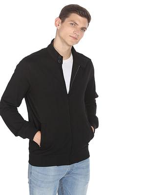 high neck solid jacket