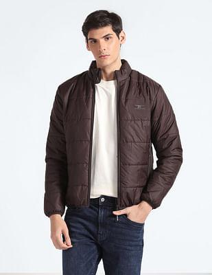 high neck solid jacket