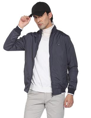 high neck solid jacket