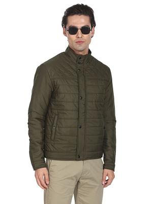 high neck solid padded jacket