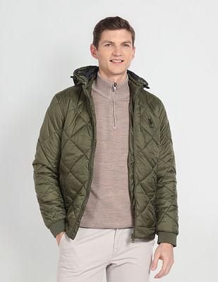high neck solid puffer jacket