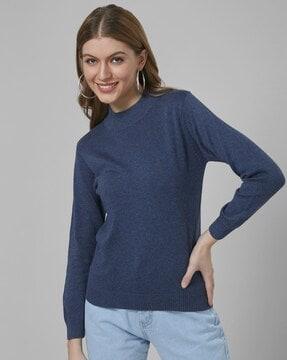 high-neck sweatshirt with full sleeves