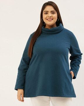 high-neck sweatshirt with insert pocket