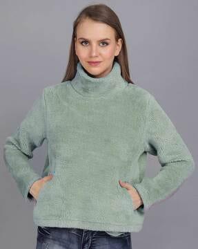 high-neck sweatshirt with insert pockets