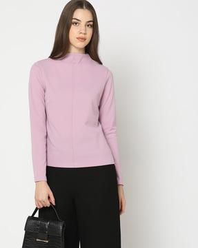 high-neck sweatshirt