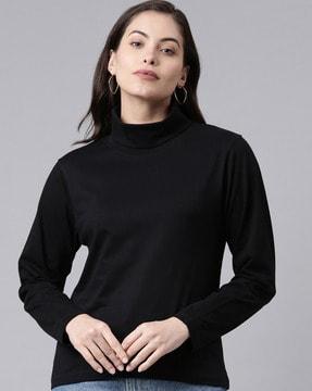 high-neck t-shirt with full sleeves