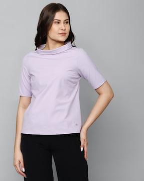 high-neck top with placement logo accent