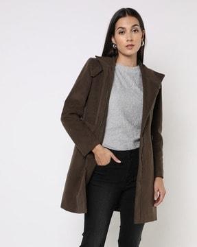 high-neck trenchcoat with insert pockets