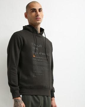 high-neck typographic print sweatshirt