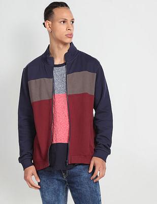 high neck zip up sweatshirt