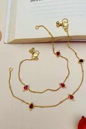 high quality gold plated kemp kundan floral anklets