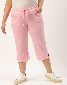 high-rise capris with elasticated drawstring waist