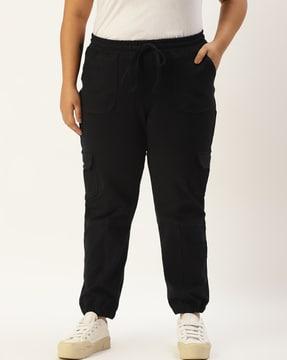 high-rise cargo trousers with drawstring waist