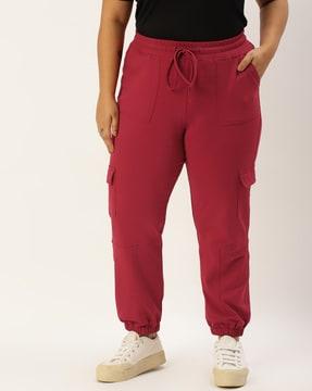 high-rise cargo trousers with drawstring waist