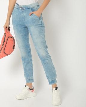 high-rise jogger aquarius washed jeans