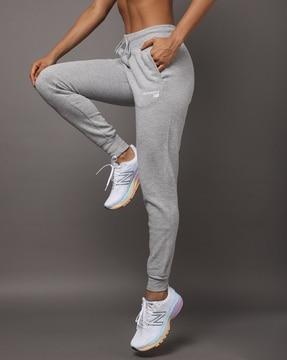 high-rise joggers with drawstring waistline