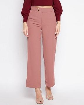 high-rise regular fit flat-front trousers