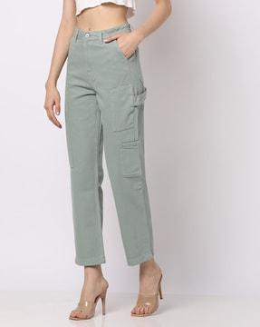 high-rise straight fit jeans