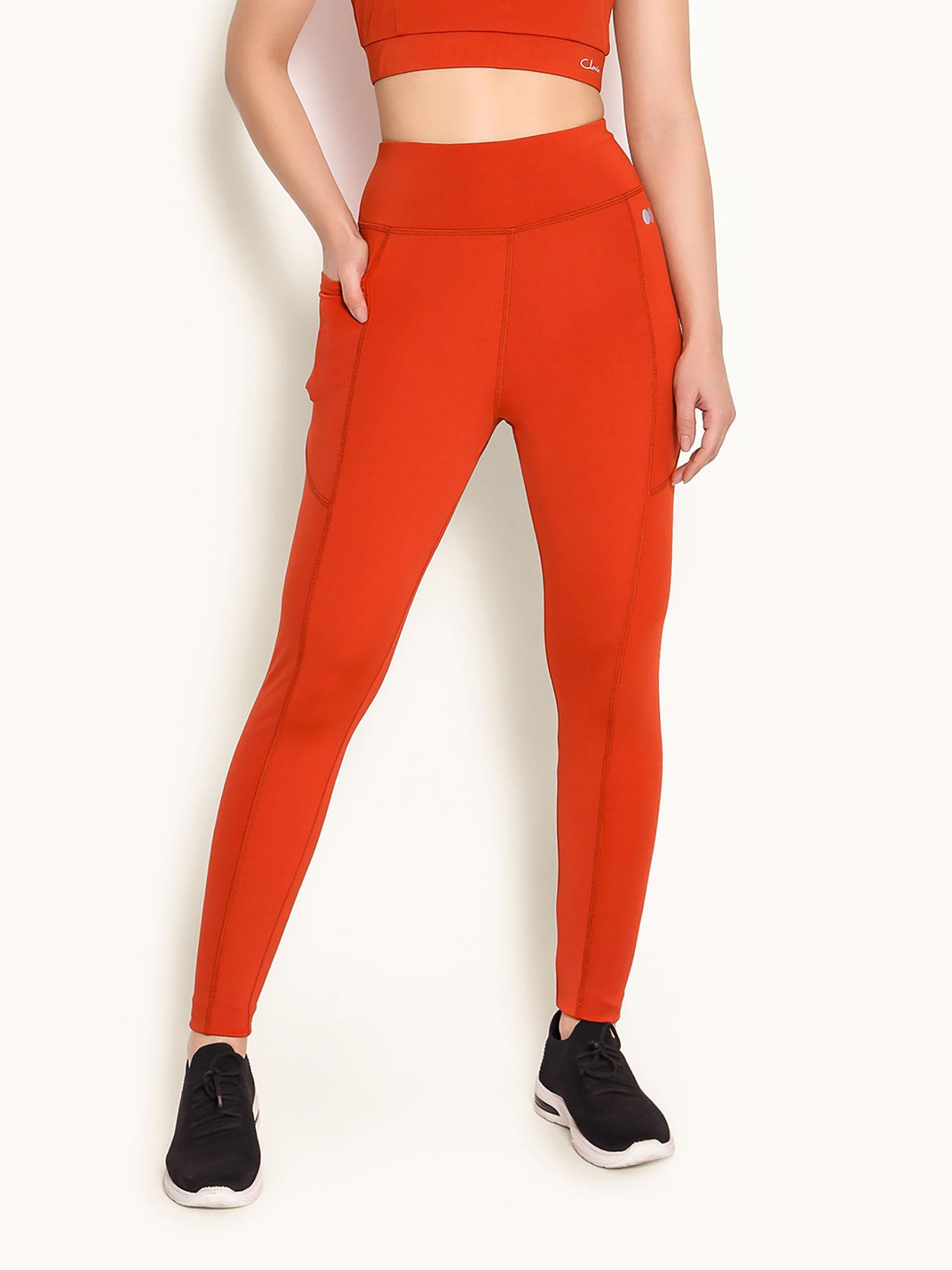 high-rise active orange side pocket tights