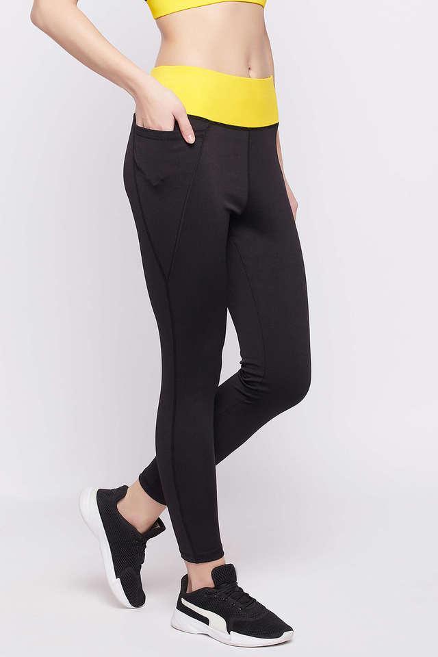 high rise active tights in black with side pocket